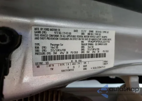 2018 Ford Focus Se from USA, damaged, VIN 1FADP3FE6JL223702